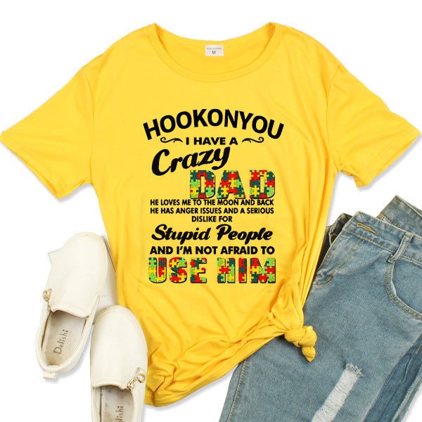 Printed European And American Casual Short Sleeve T-shirt