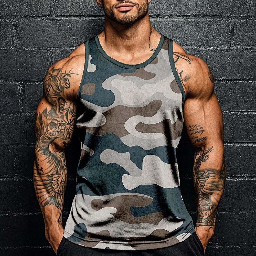 Fashion Camouflage Print Loose Short Sleeve Men