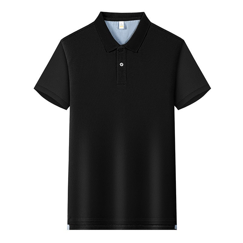 220g Back Of Turtle Split Solid Color Polo Collar T-shirt