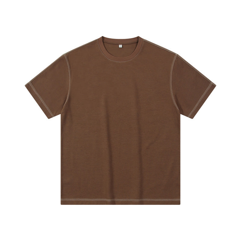 Retro Shoulder Contrasting Color Line Short Sleeved Shirt