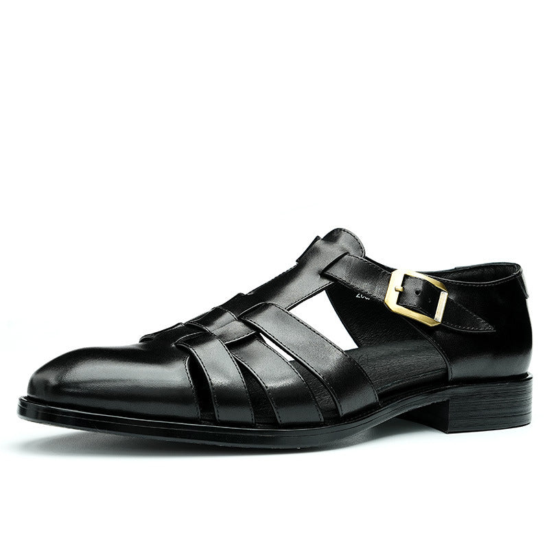 Genuine Leather Retro Fashion Business Summer Breathable Men's Shoes