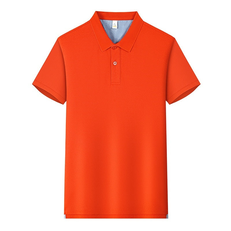 220g Back Of Turtle Split Solid Color Polo Collar T-shirt