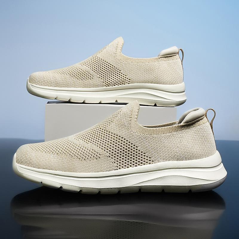 Sports Men's Extra Large Size Slip-on Mesh Flying Woven Light Casual Shoes