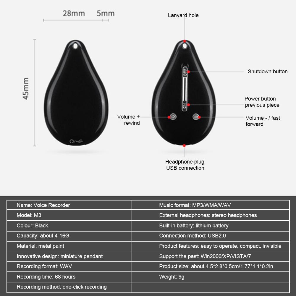 STTWUNAKE Mini Hidden Voice Recorder Professional Digital 8GB HD Noise Reduction Time Stamp Spy Voice Recorder Built-in Battery