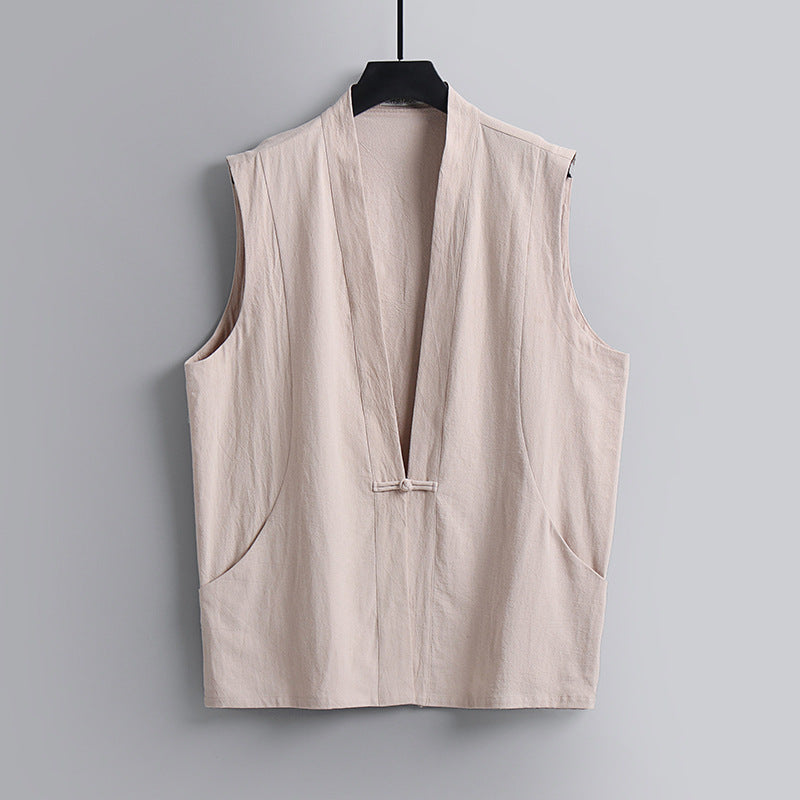 Summer Thin Linen Sleeveless Vest For Men