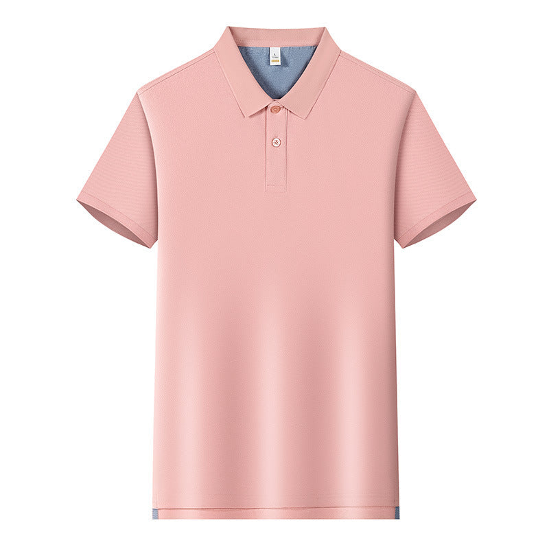 220g Back Of Turtle Split Solid Color Polo Collar T-shirt