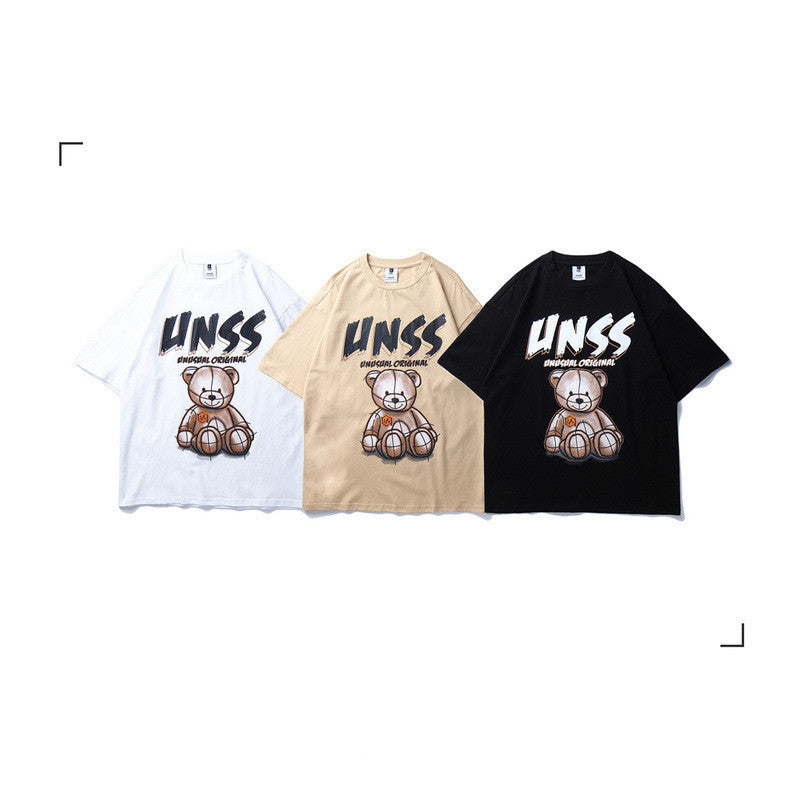 European and American Original Fashion Brand Hip-hop Bear Loose Hiphop T-shirt