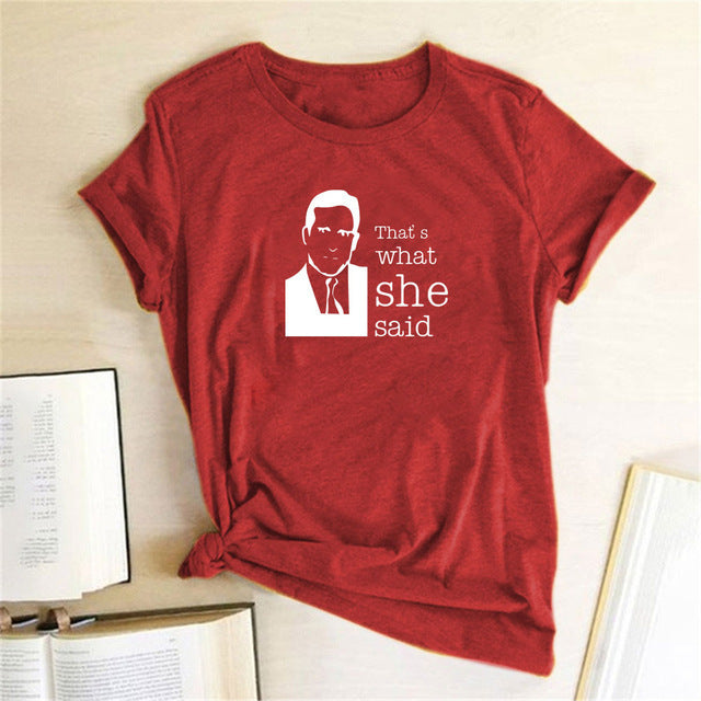 The Office T Shirt, That's What She Said Short Sleeve T-Shirt Top