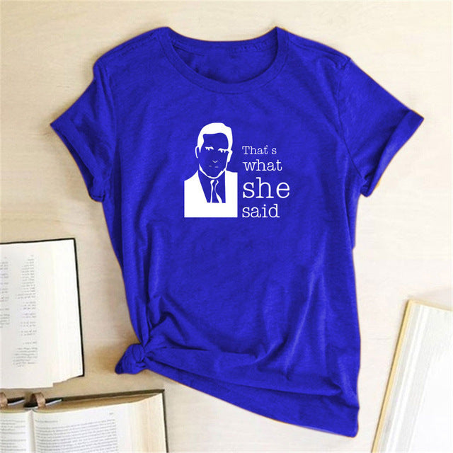 The Office T Shirt, That's What She Said Short Sleeve T-Shirt Top