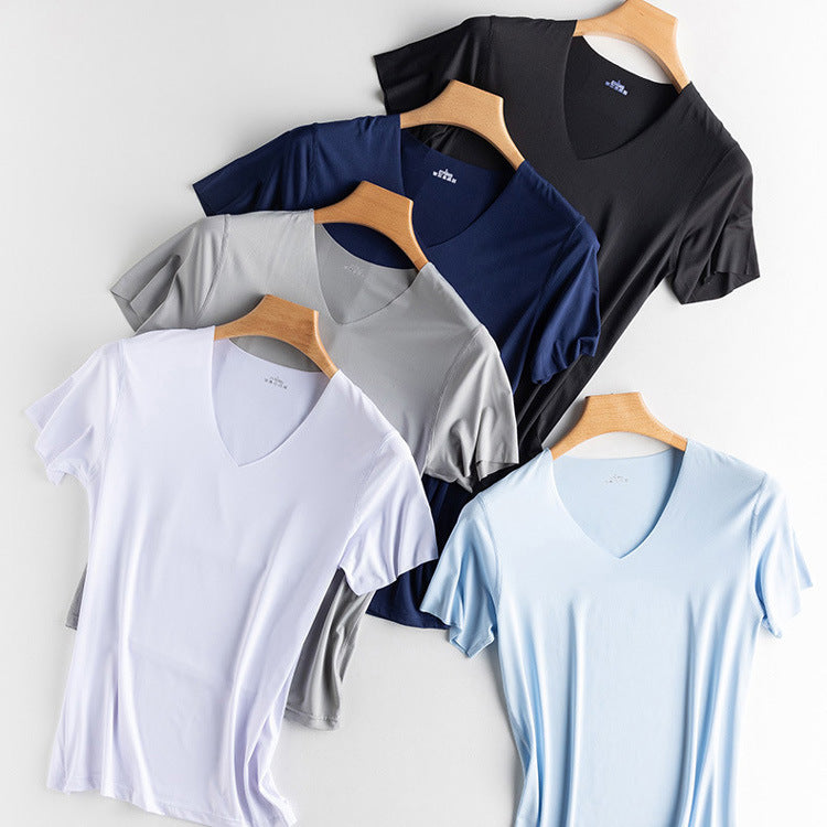 Ice Silk Seamless T-shirt Men's Short Sleeve