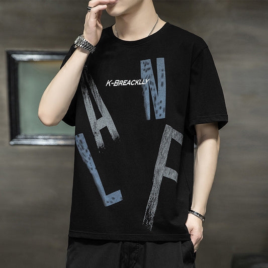 Letter Loose Thin Collarless Casual Unhooded T-Shirt