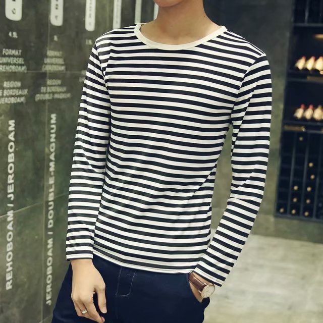 Black White Striped T-shirt Unisex Loose Oversize Extra Long Sleeve