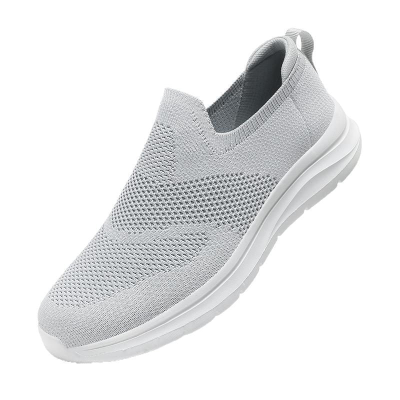 Sports Men's Extra Large Size Slip-on Mesh Flying Woven Light Casual Shoes
