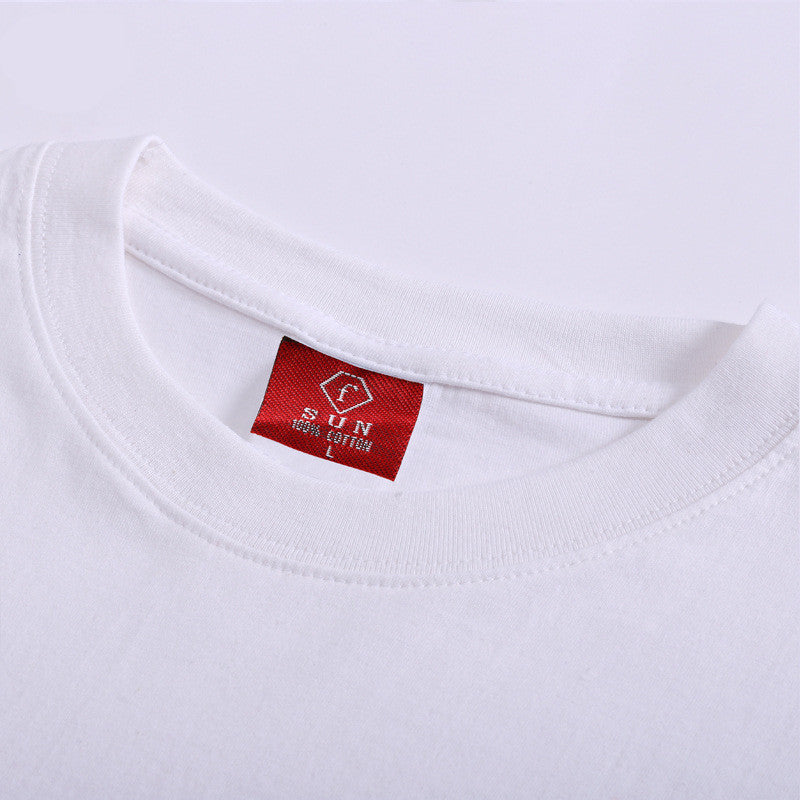 White cotton round neck T-shirt