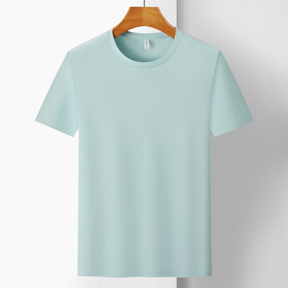 Ice Silk Quick-drying T-shirt Antibacterial Anti-UV Solid Color Short Sleeve Casual