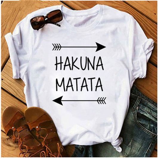 Short-sleeved T-shirt Black And White Simple Letter Printing