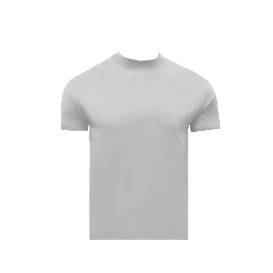 Summer Shoulder Half Turtleneck Cuff Short Sleeve