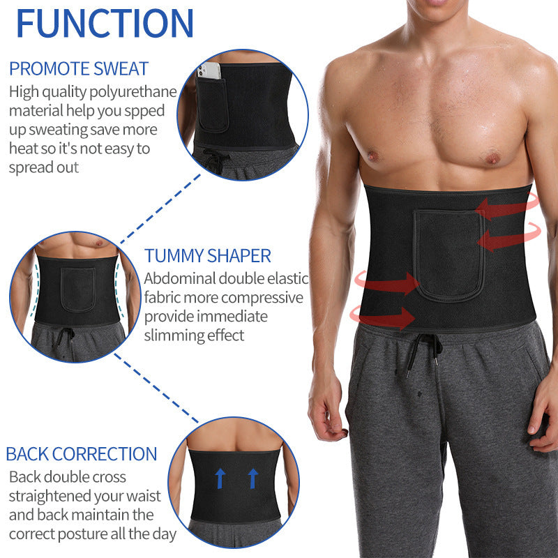 Sports Waist Support Violently Sweat Belly Band Fitness Burst Into Sweat Acceleration Running Belt Pocket Waistband