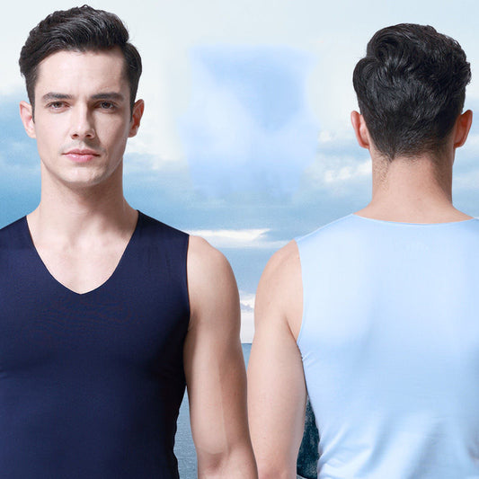 Silk Seamless Men's Vest With Tight And Wide Shoulders