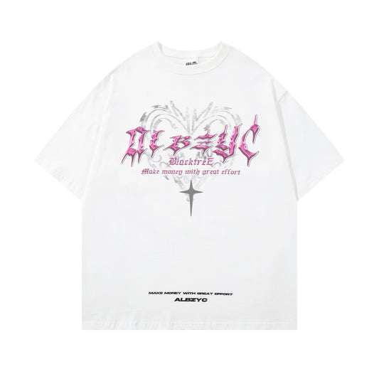 Retro Design Printed Round Neck Short Sleeve T-shirt