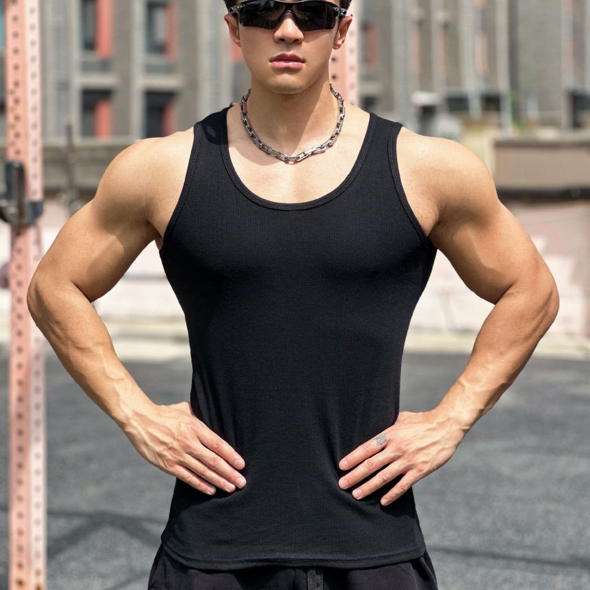 Men's Outdoor Leisure Exercise Sleeveless I-shaped Vest