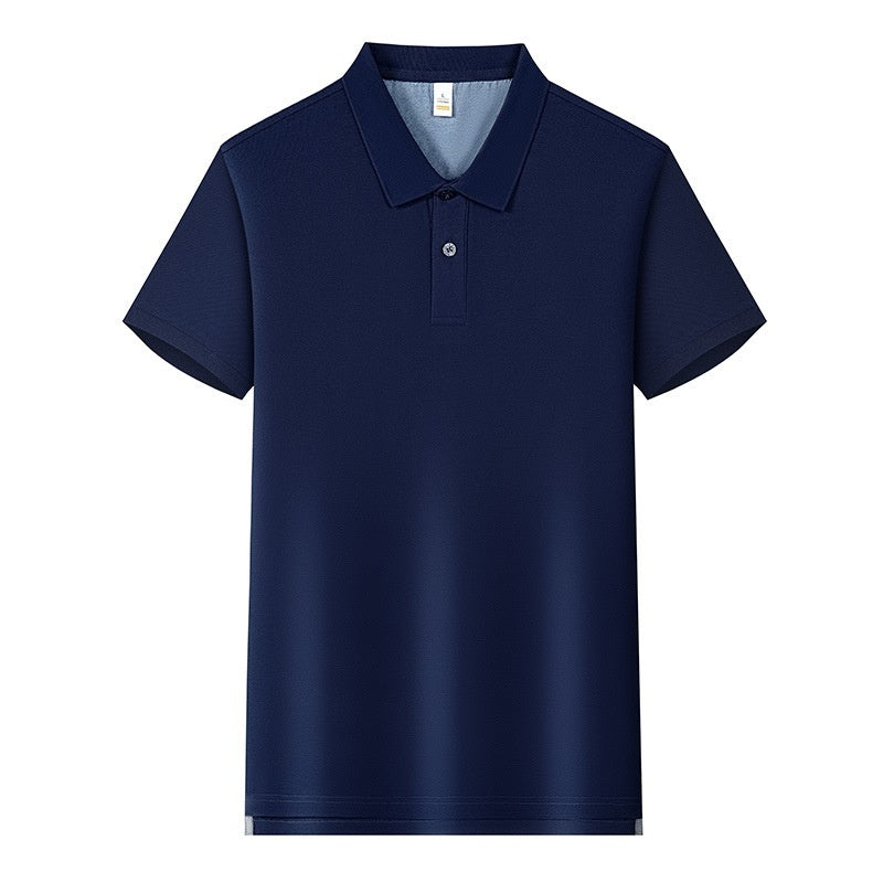 220g Back Of Turtle Split Solid Color Polo Collar T-shirt