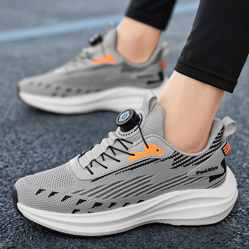 Rotating Buckle Fly-kit Mesh Casual Sports Running Men's Shoes
