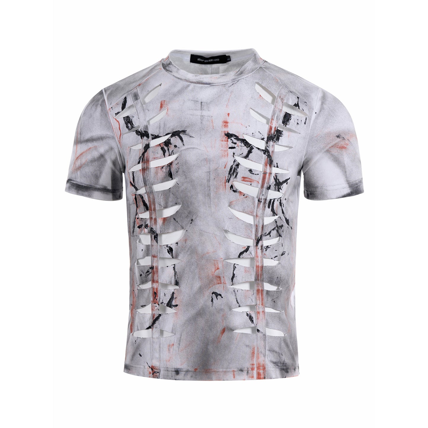 Cut Hollow-out Tight Short T-shirt Men's Stretch Short Sleeve
