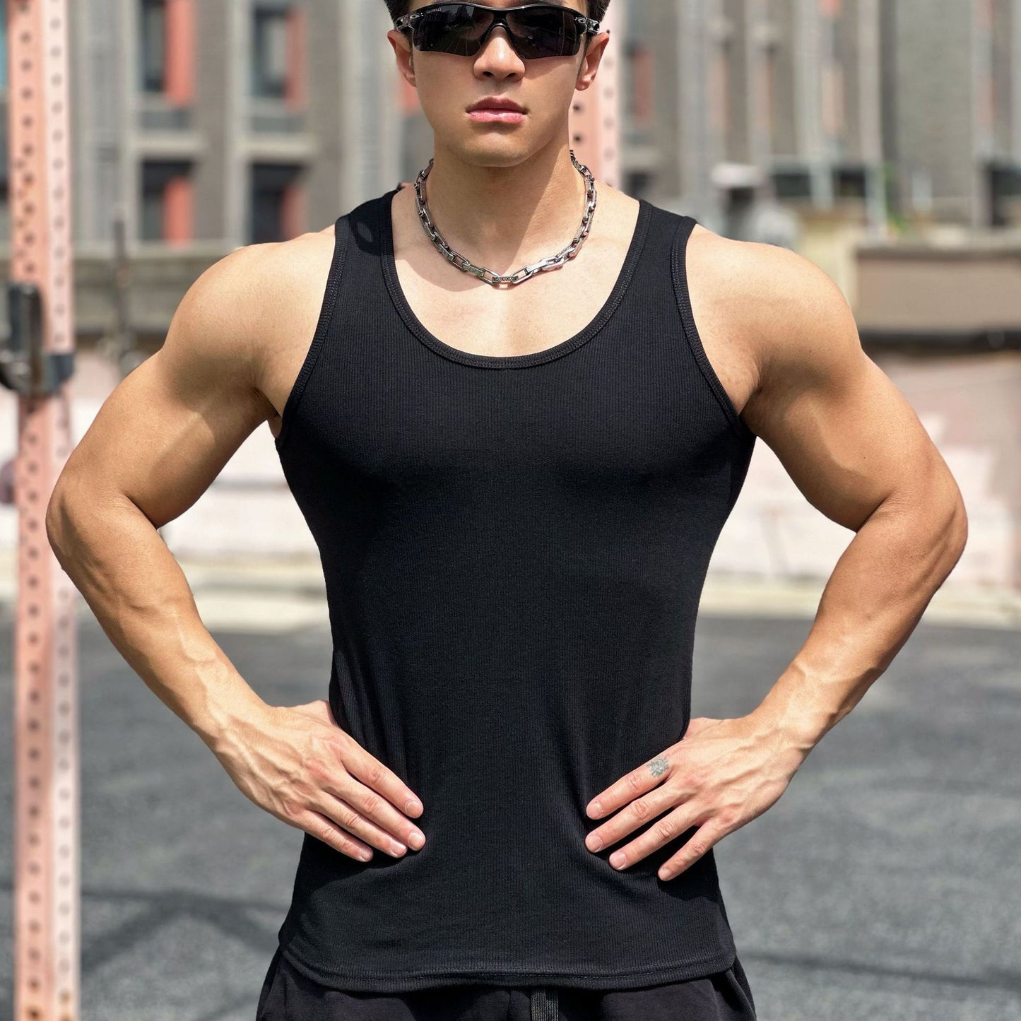 Men's Outdoor Leisure Exercise Sleeveless I-shaped Vest
