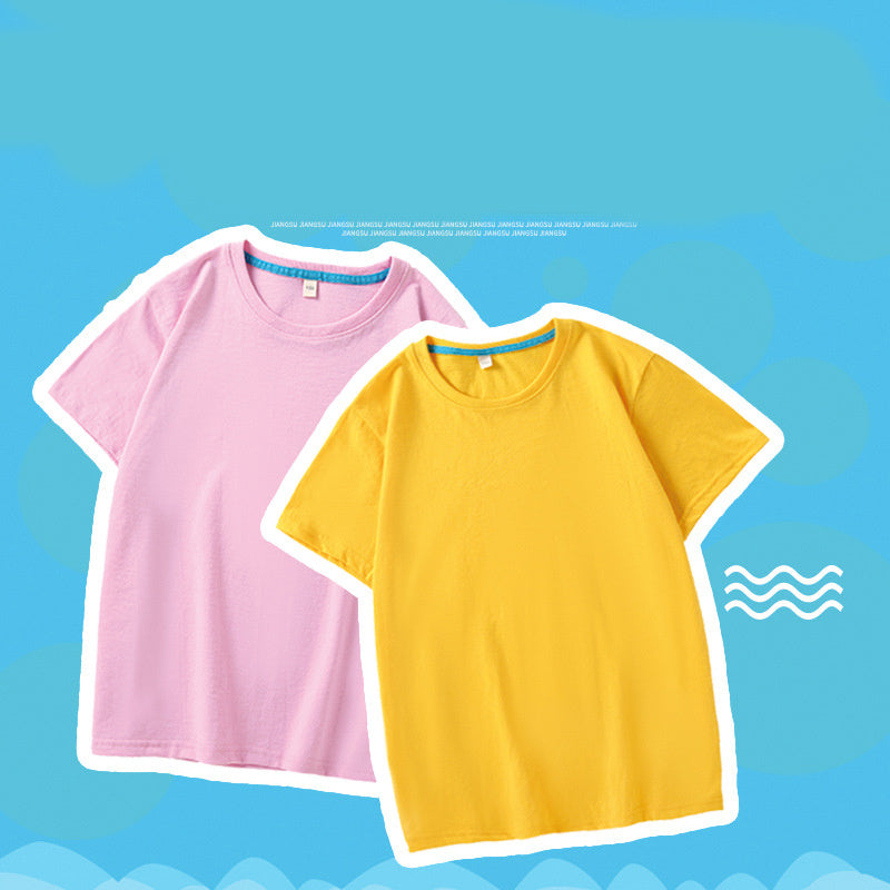 Children's T Combed Cotton Blank Solid Color Loose Round Neck Short Sleeve