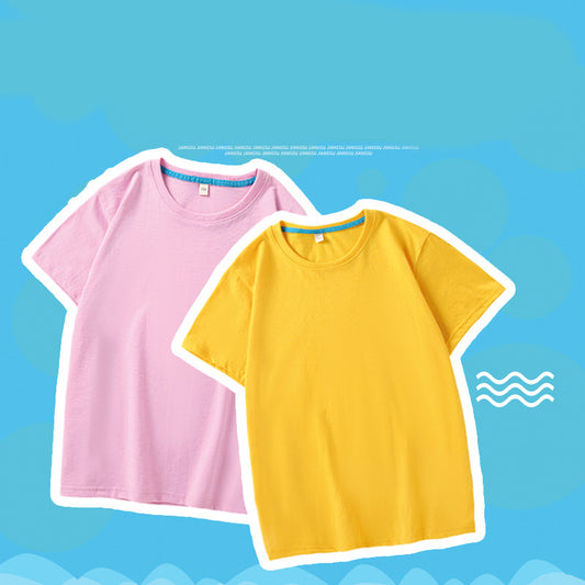 Children's T Combed Cotton Blank Solid Color Loose Round Neck Short Sleeve