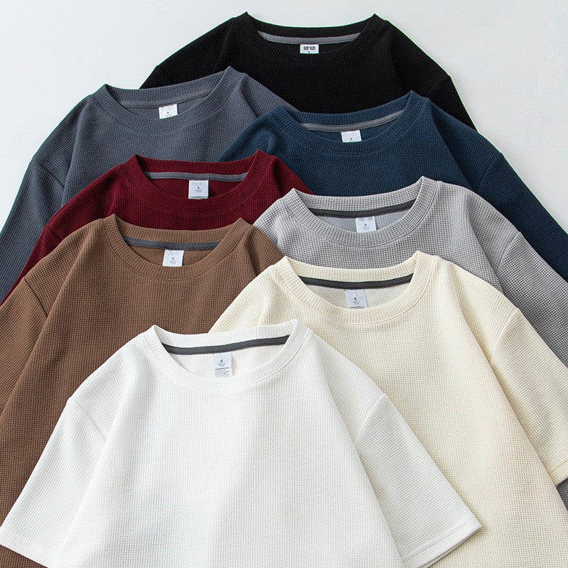 Summer Japanese Round Neck Half Sleeve Top Loose Casual Solid Color