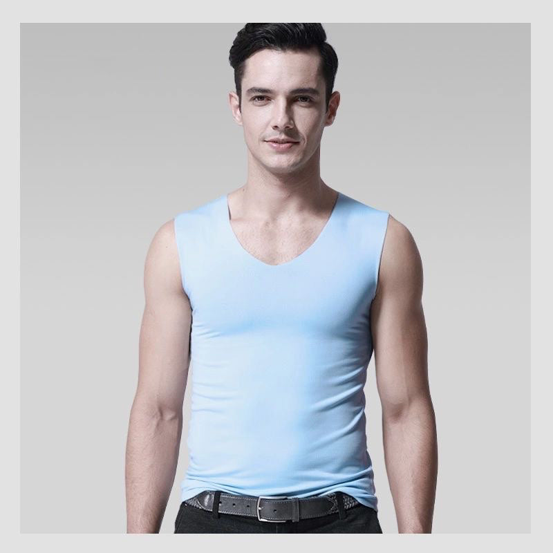 Silk Seamless Men's Vest With Tight And Wide Shoulders