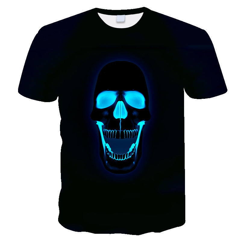 Skull Men's And Women's 3D Digital Printing Loose Fashion Casual Short Sleeve
