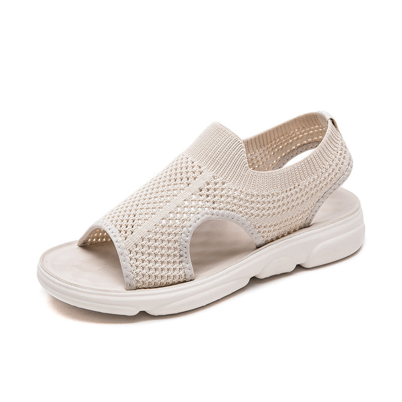 Breathable Knitted Sandals Women's Flat Non-slip Home Wear
