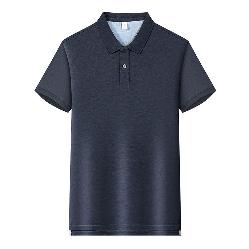 220g Back Of Turtle Split Solid Color Polo Collar T-shirt
