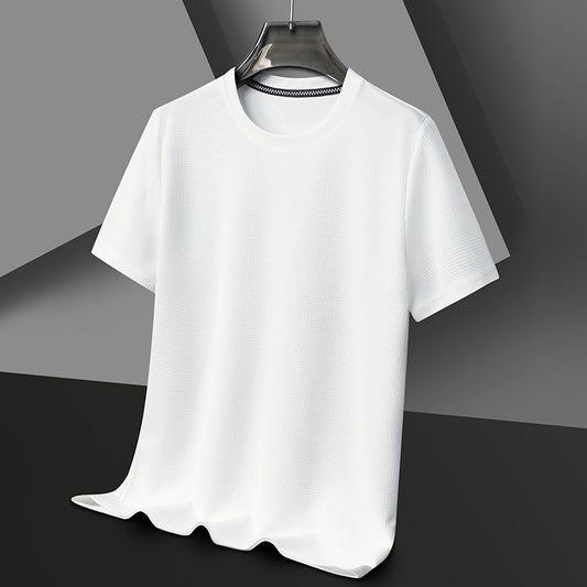 Summer Solid Color Men's Polyester Round Neck T-shirt