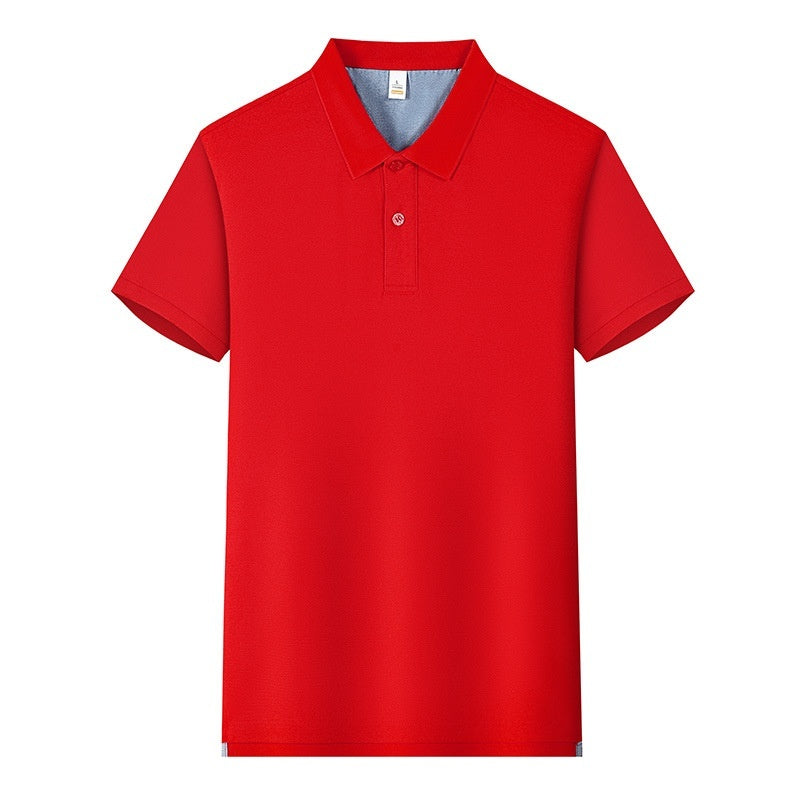 220g Back Of Turtle Split Solid Color Polo Collar T-shirt