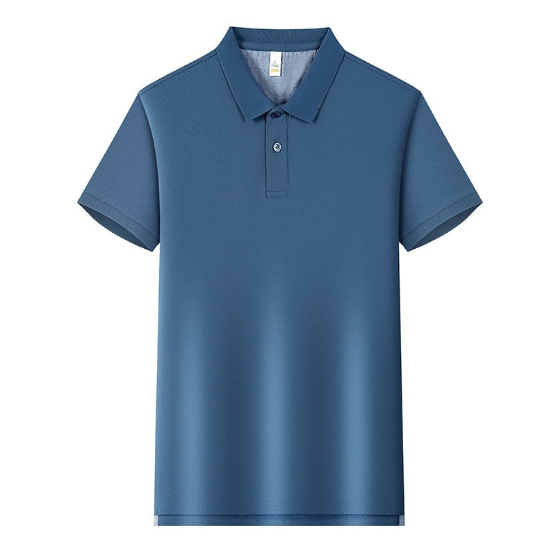 220g Back Of Turtle Split Solid Color Polo Collar T-shirt