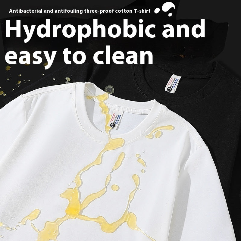 Antibacterial Three-proof Round Neck Solid Color Short Sleeve