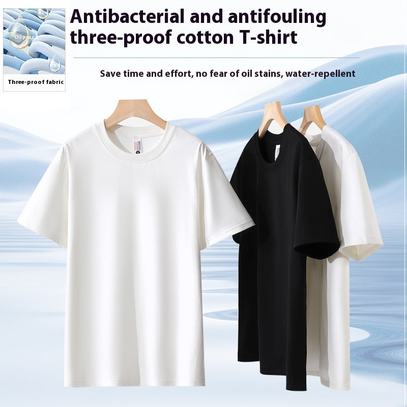 Antibacterial Three-proof Round Neck Solid Color Short Sleeve