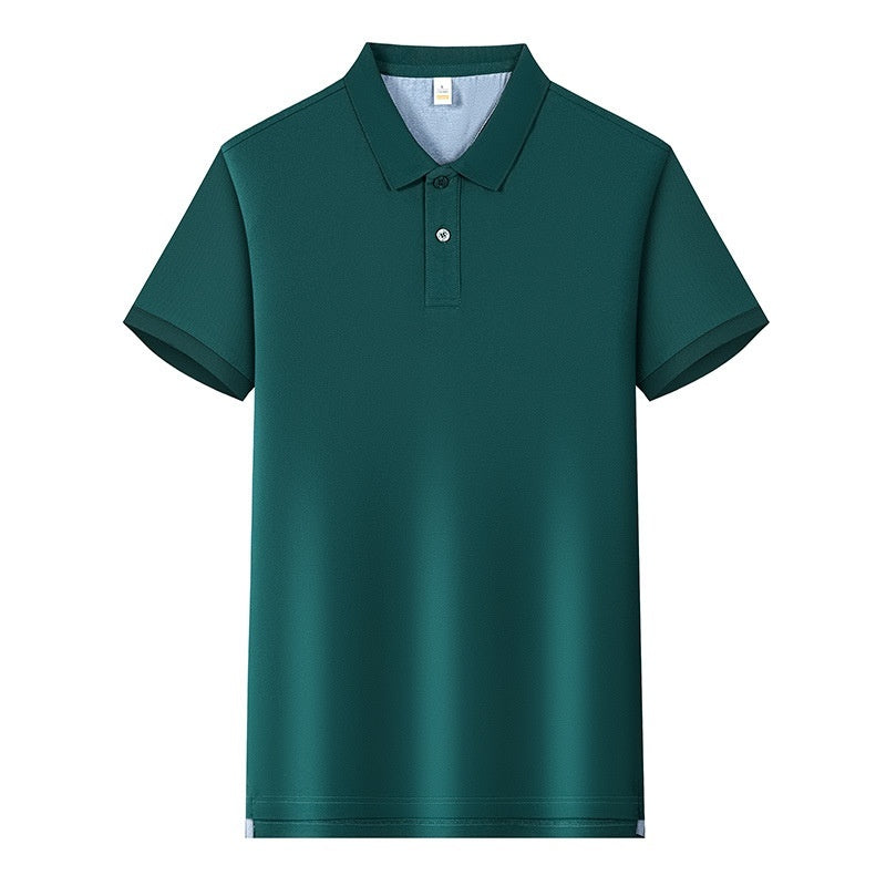 220g Back Of Turtle Split Solid Color Polo Collar T-shirt