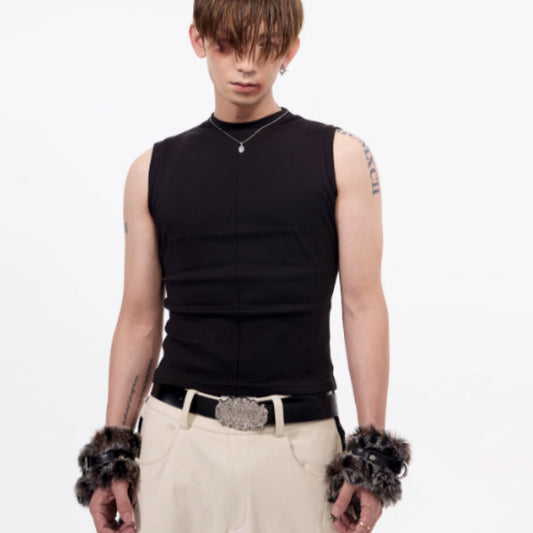 Slim-fit Stretch Waistcoat V-neck Sleeveless T-shirt