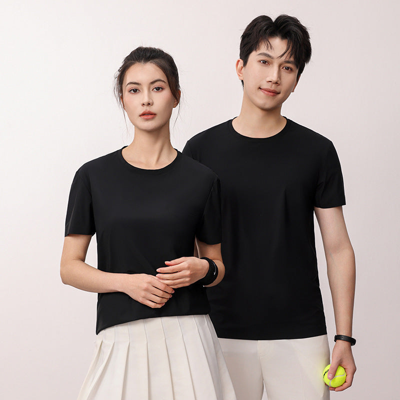 Ice Silk Quick-drying T-shirt Antibacterial Anti-UV Solid Color Short Sleeve Casual