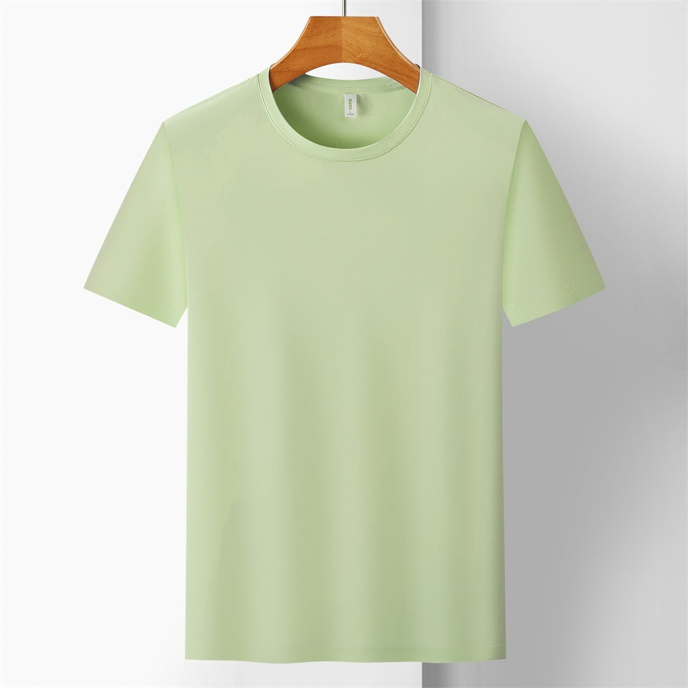 Ice Silk Quick-drying T-shirt Antibacterial Anti-UV Solid Color Short Sleeve Casual