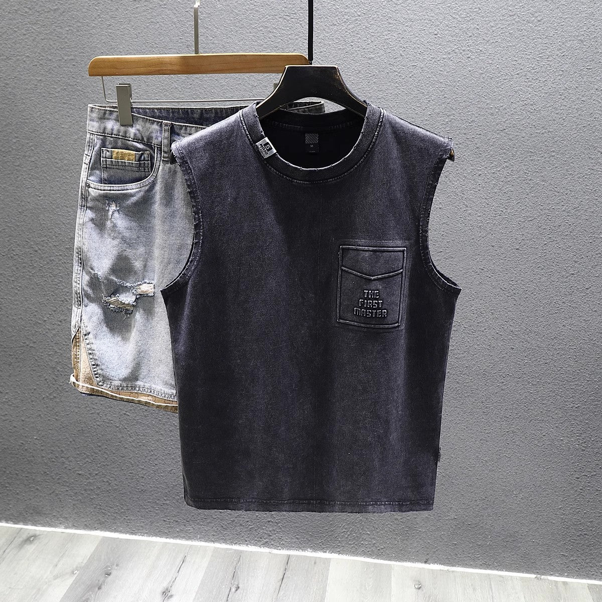 Solid Color Loose Fitness Cotton Sleeveless T-shirt