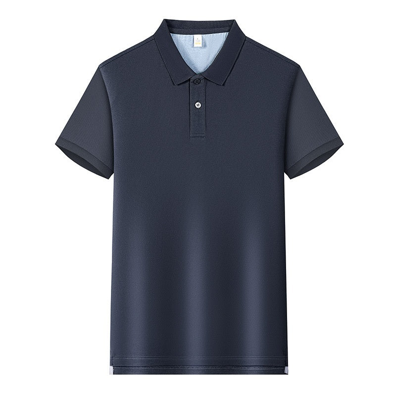220g Back Of Turtle Split Solid Color Polo Collar T-shirt