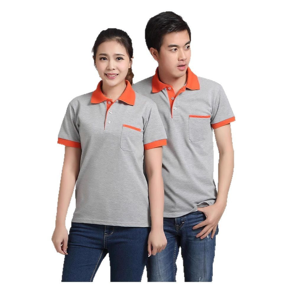 Summer Pocket Color Matching Collar Polo Shirt