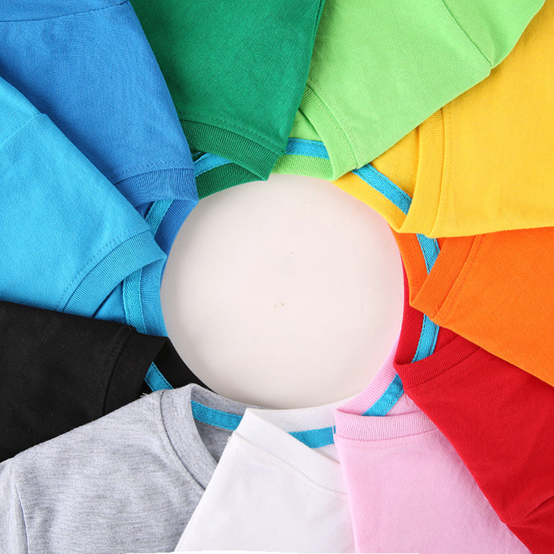 Children's T Combed Cotton Blank Solid Color Loose Round Neck Short Sleeve