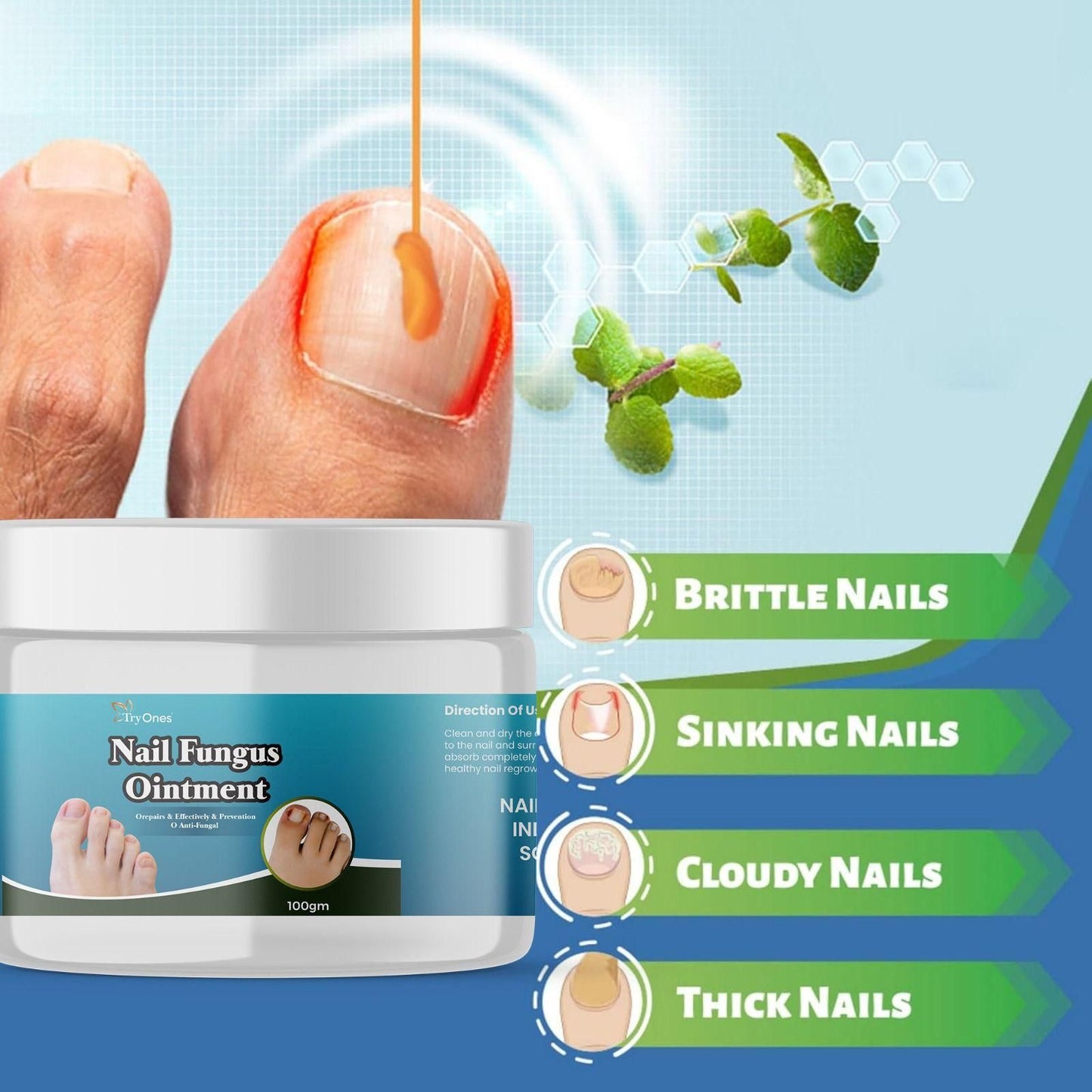 TryOnes Nail Fungus Ointment 100gram (Pack of 2)